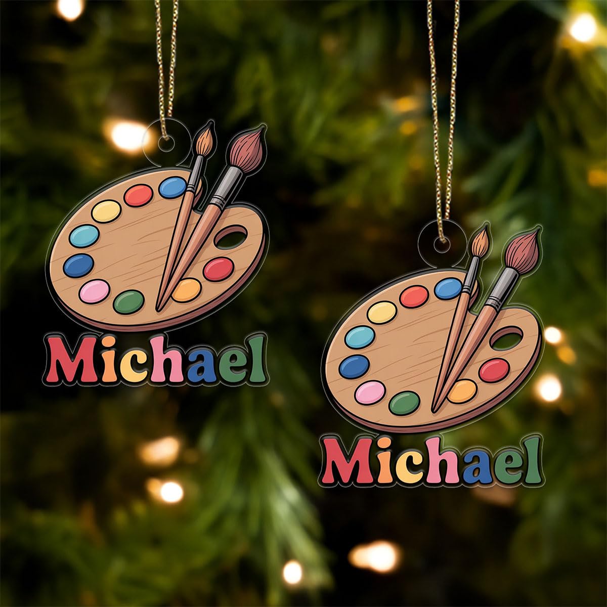 Custom Paint Palette Ornament, Personalized Art Christmas Ornament, Gift for Painter, Artistic Holiday Keepsake, Unique Xmas Decoration Acrylic Ornament – Personalized Christmas
