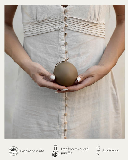 LAWA Sphere Candle - Beautiful Handmade Pillar Scented Soy Wax Elegant Aesthetic Candle Housewarming Gift Home Room Shelf Decor Idea (Kobicha, Small)