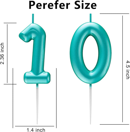Blue Number 10 Candle Happy Birthday 3D Number Candles for Birthday Cake Party Decoration Wedding Anniversary Celebration Supplies