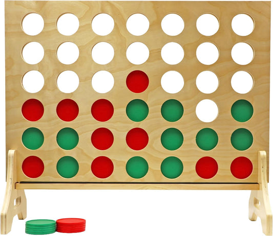 Tailgating Pros Premium Giant Four in a Row with Carrying Case - Jumbo Oversized Outdoor Yard Game - Connect Multiple Pucks in a Row to Win - Many Puck Colors Available!