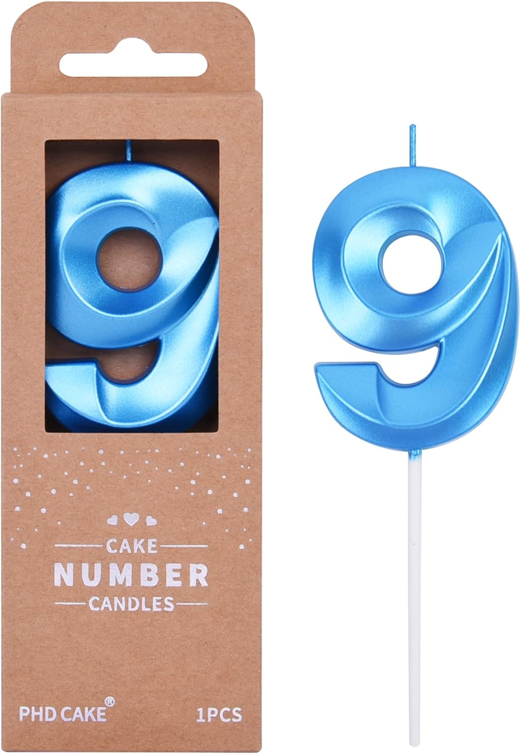 PHD CAKE 2.76 Inch Diamond Blue 9 Number Birthday Candles, Blue Number Candles, Cake Number Candles, Party Celebration