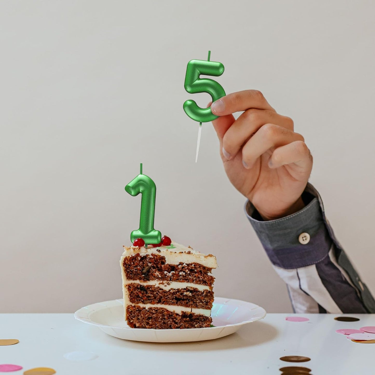 Green Number 40 Candle Happy Birthday 3D Number Candles for Birthday Cake Party Decoration Wedding Anniversary Celebration Supplies