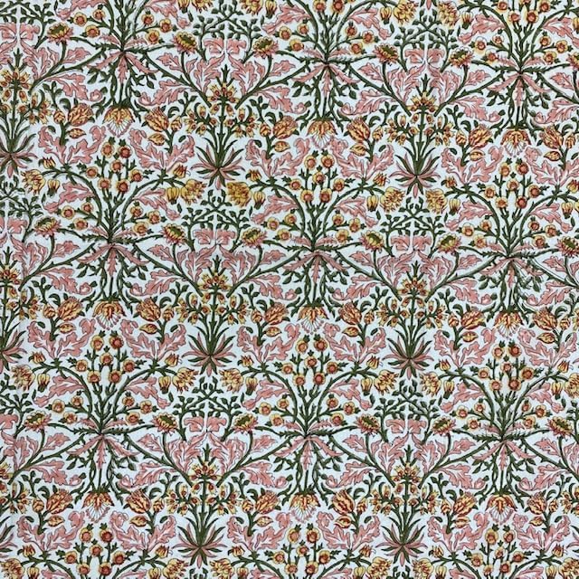 Ridhi Hand Block Print Sassy Salmon Emerald Green Rectangle Cotton Tablecloth 108" x 70" Reusable Table Cover Decorative Everyday Use for Dining, Farmhouse, Home Gift for Spring, Easter, Valentine