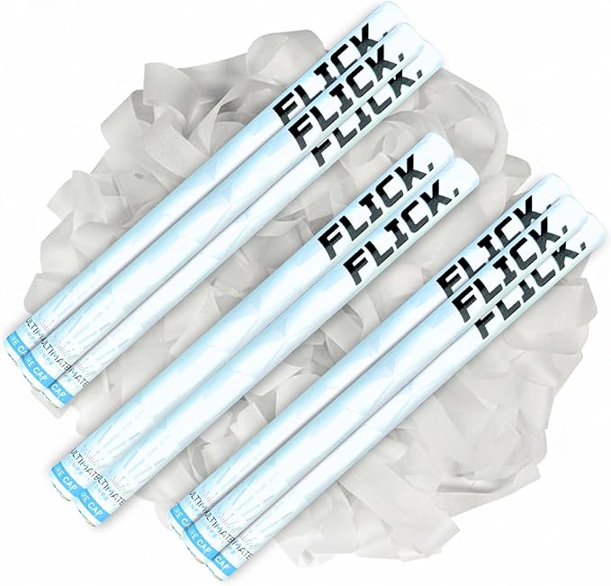Ultimate Confetti - 8 Pack White Streamers Confetti Wands - Handheld 14" Biodegradable Tissue Paper Streamers Flick Sticks For Wedding, Birthday, Parties & Live Events - 2 Handfuls, 1.5 oz Each Stick