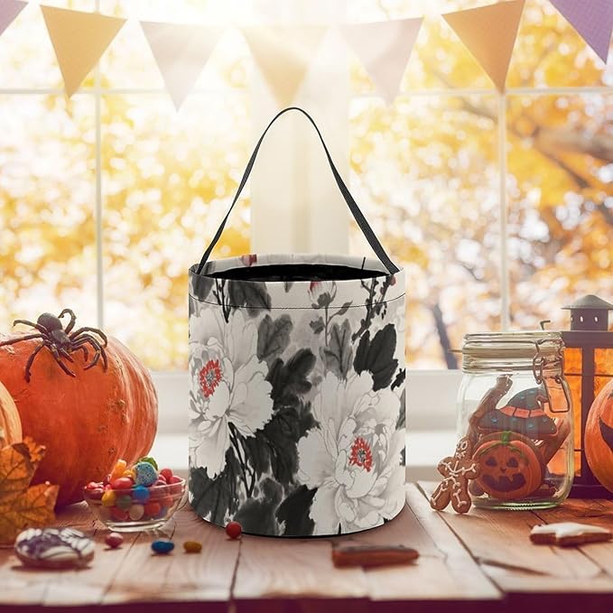 Halloween Candy Bucket - Floral Mandala Trick Or Treat Candy Bag, Gift Bag for Party Favor Supplies