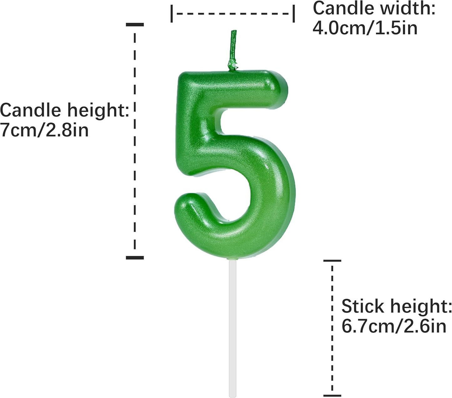 Green Number 5 Birthday Candles, Cake Toppers for Birthday/Baby Shower/Anniversary/Wedding Party Celebrating/Decorating. (Green Number 5)