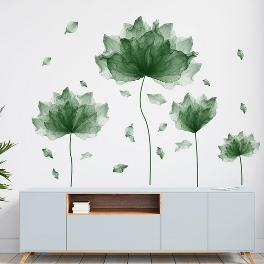 39.3'' x 32.6'' Huge Flower Petal Wall Decals Living Room Floral Wall Stickers Removable Peel and Stick Waterproof Wall Art Decor Stickers for Bedroom Bathroom Office (Blackish Green)