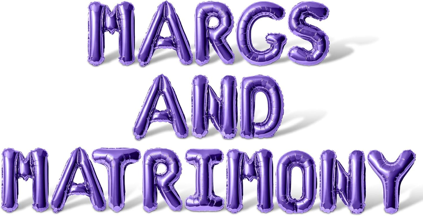 Letter Balloons - MARGS AND MATRIMONY 16" Inch Alphabet Letters Foil Mylar Balloon Bachelorette Party Banner (Purple)