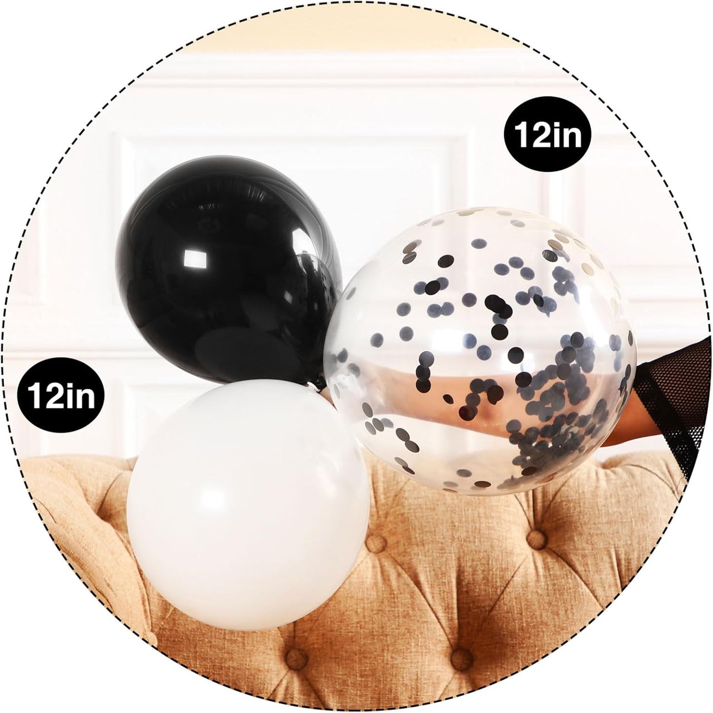 Hestya 100 Pieces 12 Inch White Black Balloons Latex Party Balloons Arch Garland Kit for Weddings, Bridal Shower, Graduation, Anniversary, Birthday Party Decoration