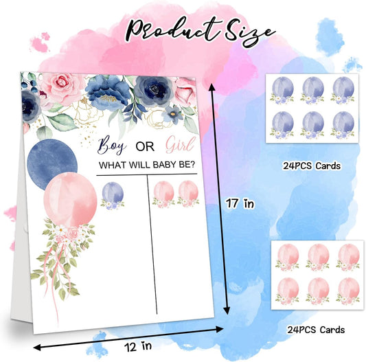 Gender Reveal Party Games, Rose Theme Baby Gender Reveal Voting Board Sign, 48 Boy Girl Voting Stickers, He or She, Baby Gender Reveal Party Decorations Games for Boy or Girl Shower