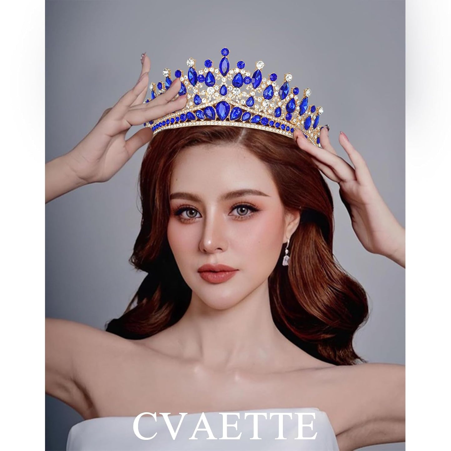 CAVETEE Birthday Crowns for Girls, Blue Tiaras and Crowns for Women and Girls Princess Crown and Tiara for Birthday Queen Parties Pageant Prom