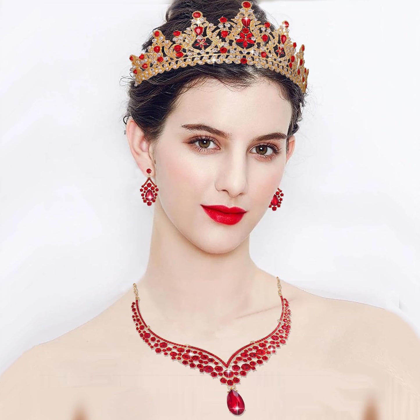 Kamirola Tiaras and Crowns for Women,Tiaras Earrings Necklace, Crystal Bridal Jewelry Set, Costume Party Halloween Prom Pageant Jewelry for Women Girls(TR42)