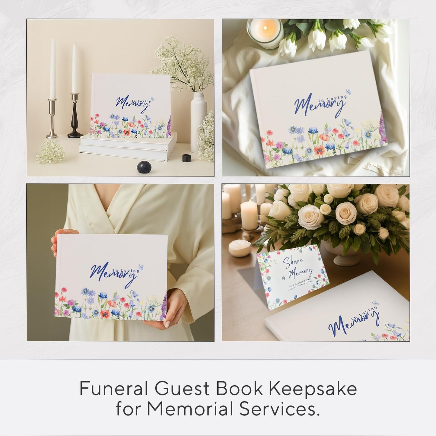 Funeral Guest Book for Memorial Service Floral Celebration of Life Guestbook with Share a Memory Sign Memory Book for Funeral with Space for 400+ Guests Memorial Keepsake Sign in Book- 10.25" x 8.25"