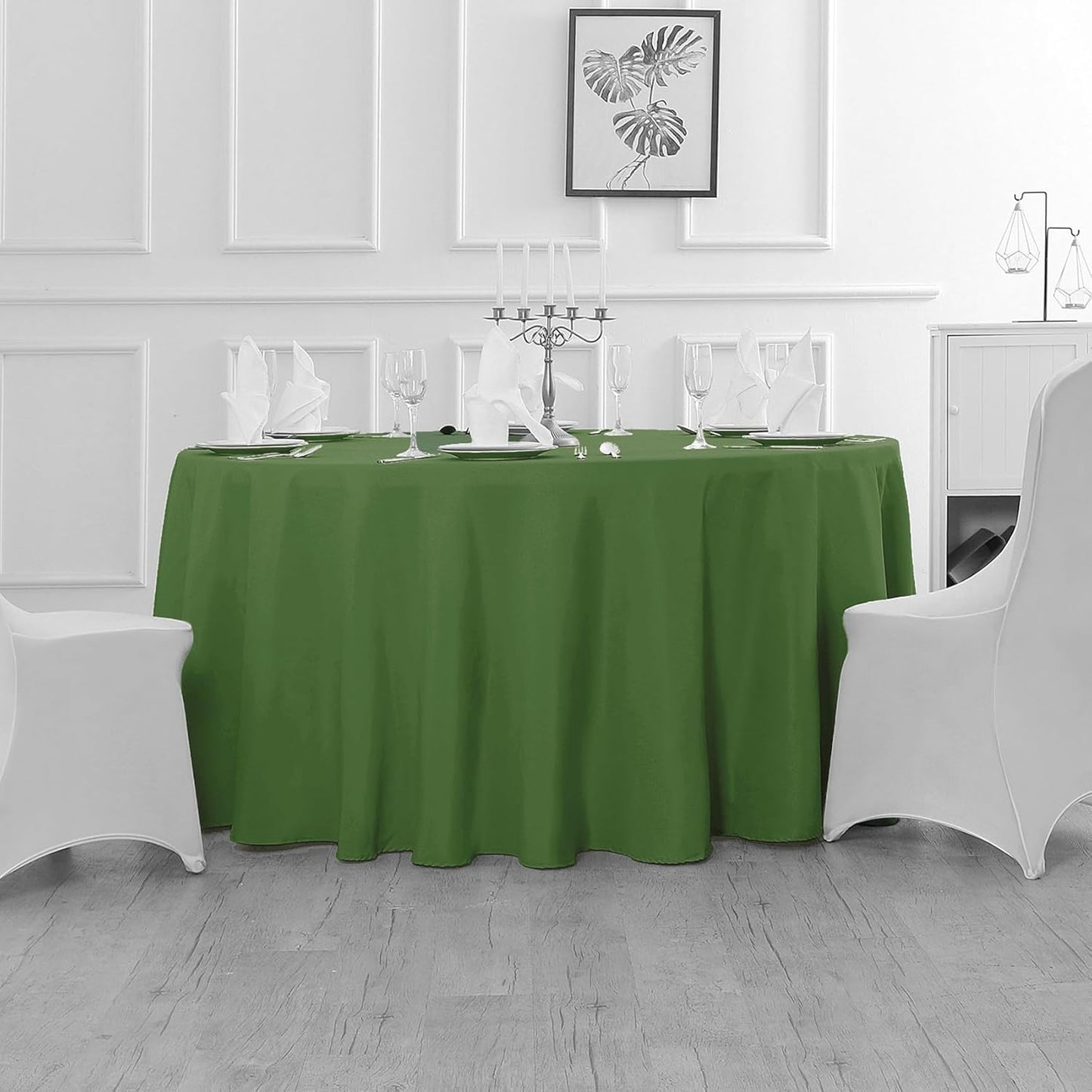Fokitut 2 Pack Waterproof Round Tablecloth, 108 Inch, Stain Resistant and Wrinkle Polyester Table Cloth, Fabric Table Cover for Kitchen Dining, Wedding, Party, Holiday Dinner-Willow