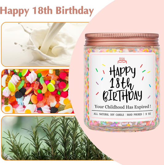 Homsolver 18th Birthday Gifts for Girls Boys, Vanilla Scent Ideas 18th Birthday Candles for Sister, Daughter, Best Friends, Handmade Aromatherapy with 50+ Hour Burn Time, Funny Birthday Decorations