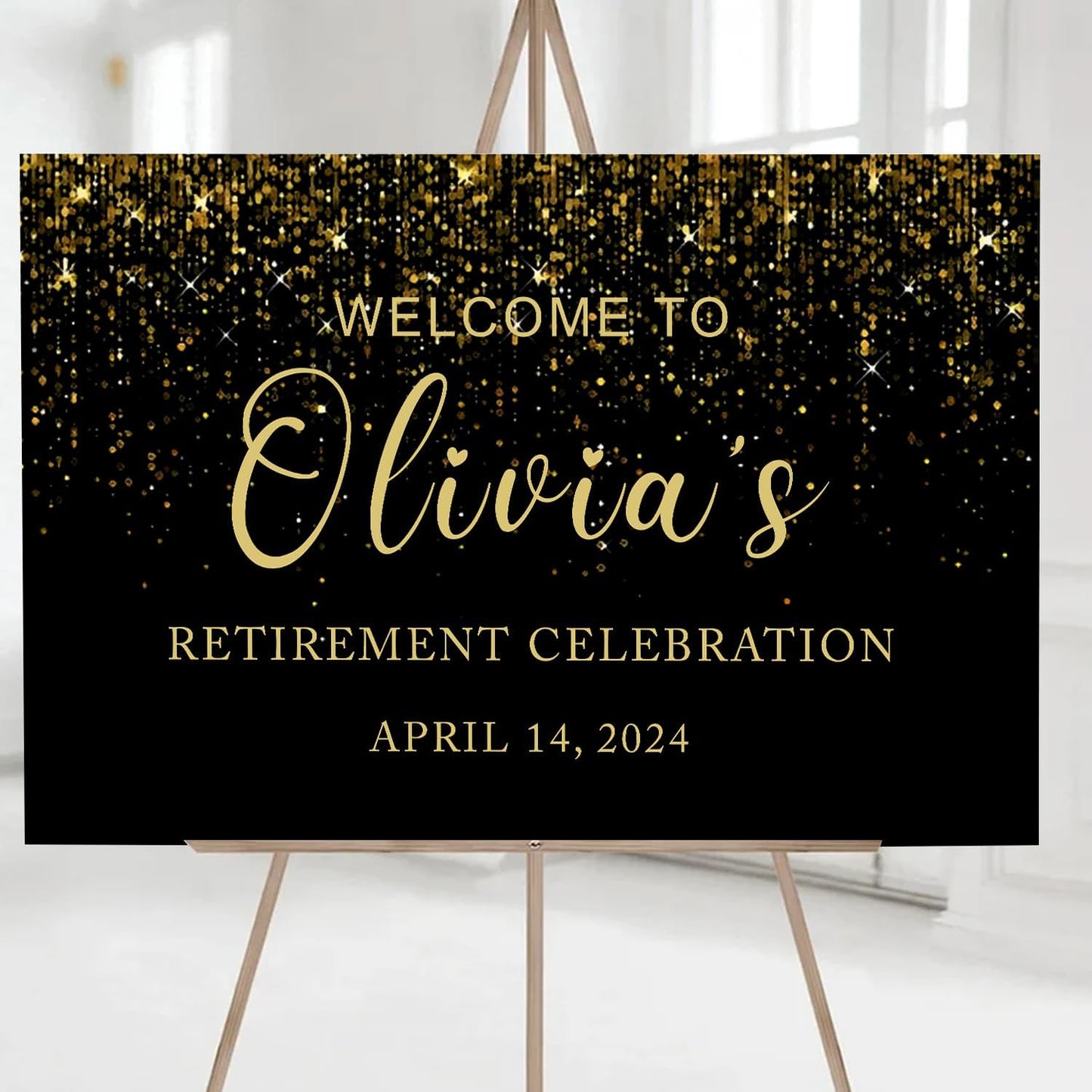 Black and Gold Retirement Welcome Sign, Gold Retirement Party Sign, Retirement Party Decor, Retirement Party Sign, Retirement Welcome Sign, Retirement Outdoor Sign