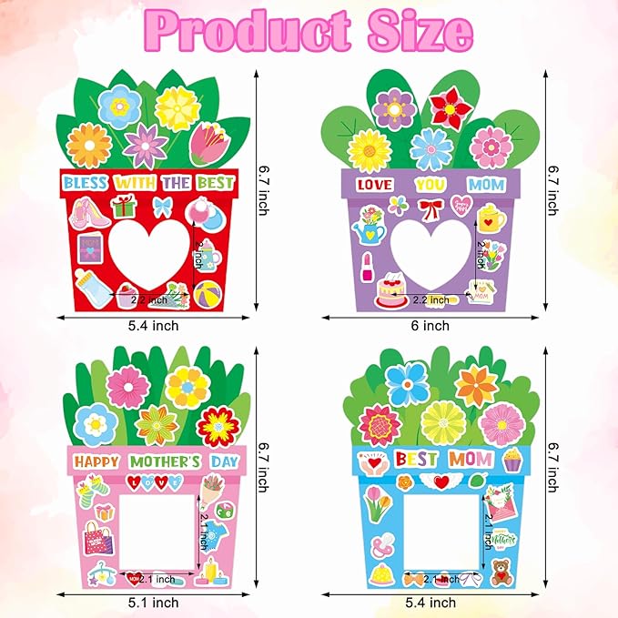 MOUNMDA 30 Pack Mothers Day Photo Frame Craft Kits Love Mom Picture Frame Craft Kits for Mother's Day Gift Decoration Classroom Party Activity