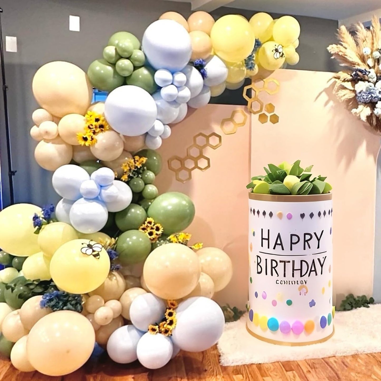 Green Blue Yellow Balloons Arch Dusty Blue Sage Green Beige Balloons Garland Kids Birthday Party Decorations Pastel Blue Yellow Olive White Latex Helium Balloon Bear Baby Shower