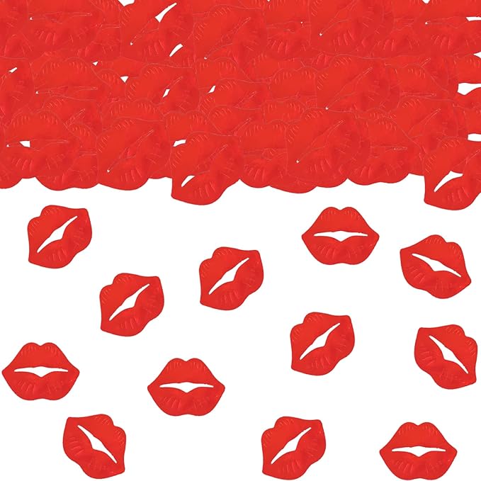 Valentine's Lip Confetti, 500pcs Red Lip Valentine's Party Table Decorations Happy Valentines Day Birthday Party Decor Supplies (lip)