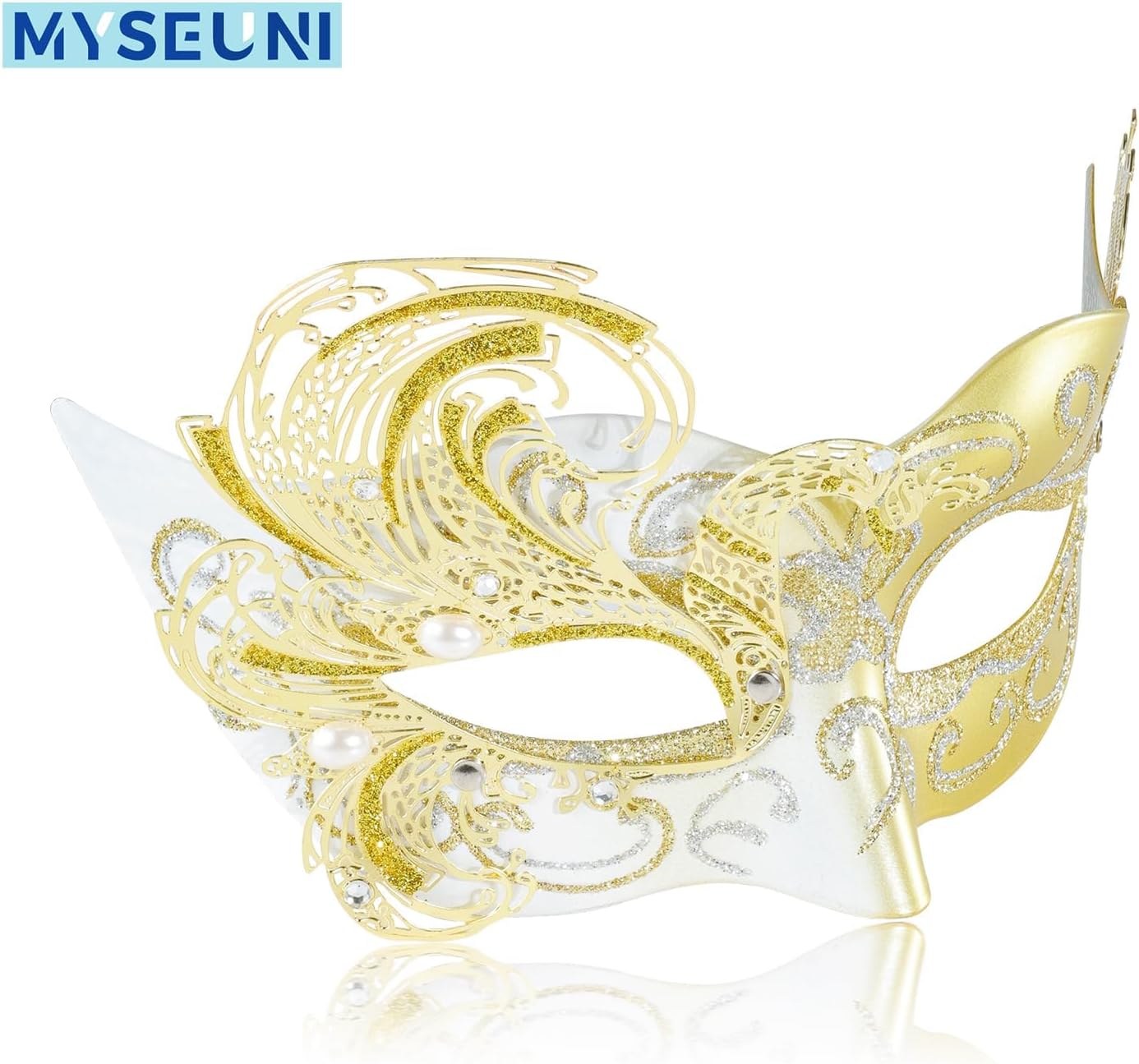 2025 New Gold Masquerade Mask for Women-Butterfly Party Masks for Adults Masquerade- Peacock Metal Filigree Venetian Mask-Perfect for Halloween Parties, Costume Party, Carnivals, Wedding