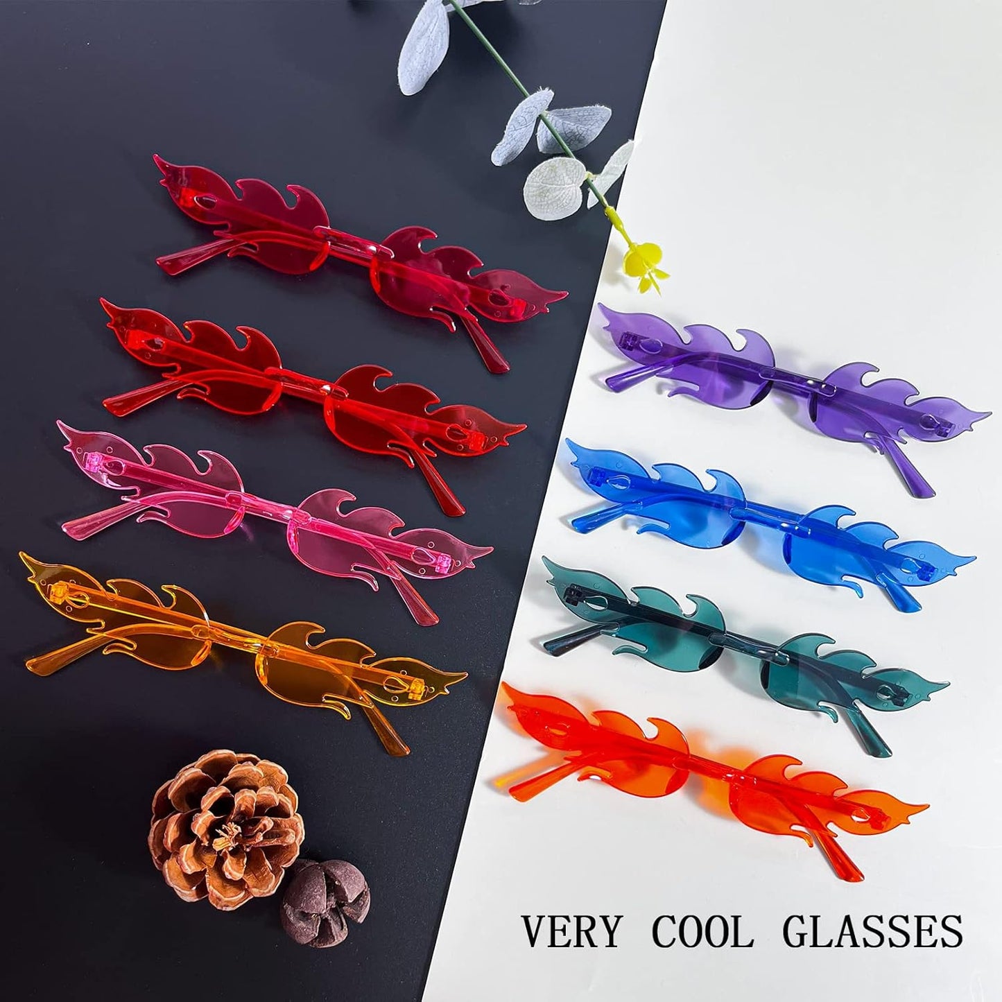10/20 Pack Star/Heart Shape/Round/Butterfly/Cat Eye/Rectangle/Fire Rimless Tinted Party Sunglasses Color Glasses