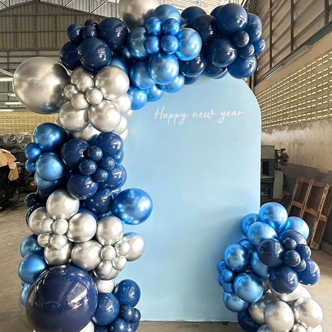 Metallic Blue Balloons 12 inch, Chrome Blue Latex Balloons 50pcs Party Balloons for Graduation Christening Baby Shower Birthday Party Decorations