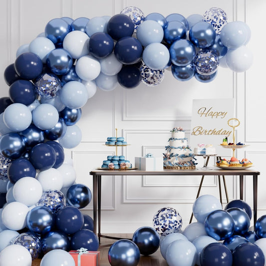 AULE Party Balloons 50 Pcs 12 inch Blue Helium Shiny Latex Metallic Confetti Thicken Mix Balloons Wedding Birthday Baby Shower Graduation Carnival Party Decorations