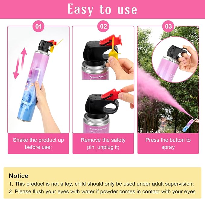 QIYVLOS Gender Reveal Fire Extinguisher 2 Packs, Gender Reveal Smoker Bomb, Baby Girl Reveal Party Ideas for Gender Reveal Decorations (Extra Large, Pink)