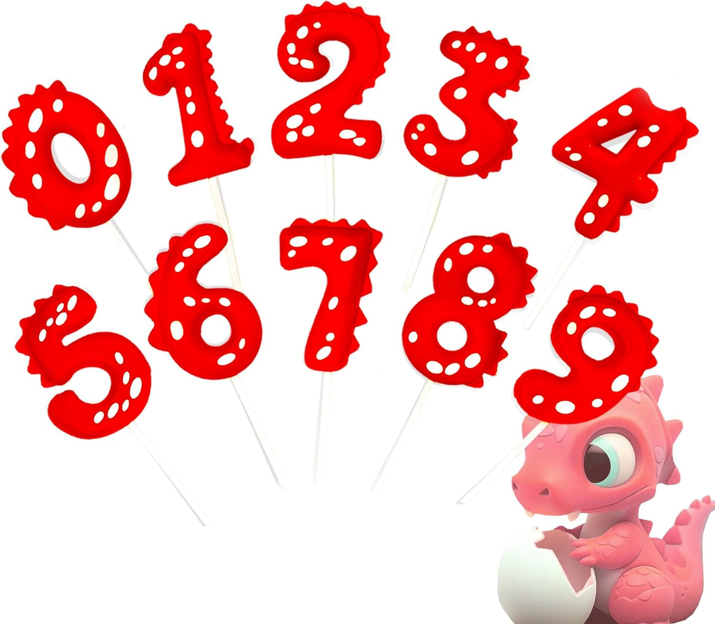 Number Birthday Candles(5 Candle Red) Dinosaur Shape Number Happy Birthday Cake Candles for Dinosaur Birthday Party Decoration Reunions Theme Party