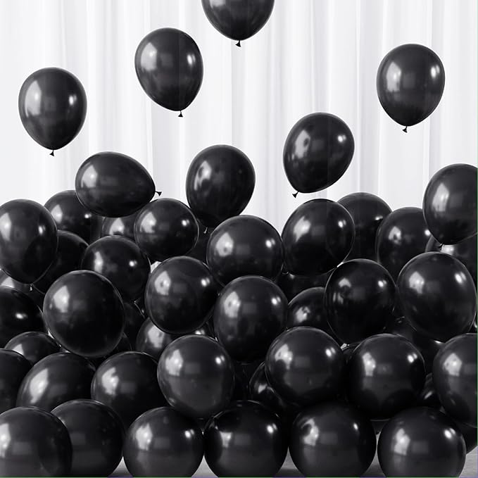 RUBFAC 120pcs Balloons for Birthday Baby Shower Graduation Anniversary Wedding Party Supplies Garland Arch Decoration,5 Inches,Black