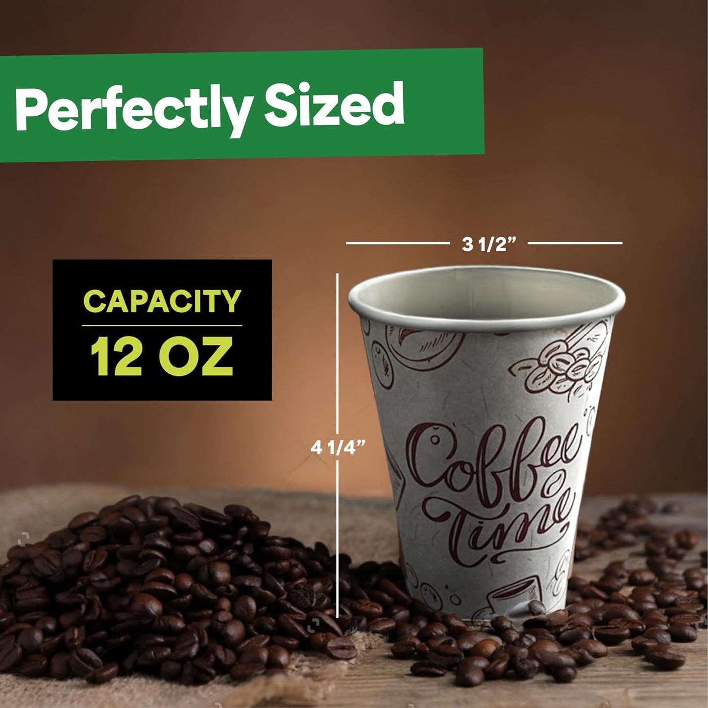 EconoHome 12 oz 500 Pack Disposable Coffee Paper Cups - Paper Cups for Hot and Cold Drinks, Tea, Water, and Juice