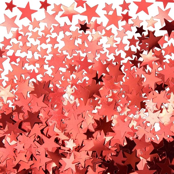 Ruidee 60g Star Confetti Metallic Foil Stars Table Confetti Metallic Foil Stars Sequin for Halloween Birthday Wedding Festival Party DIY(ZX/Red)