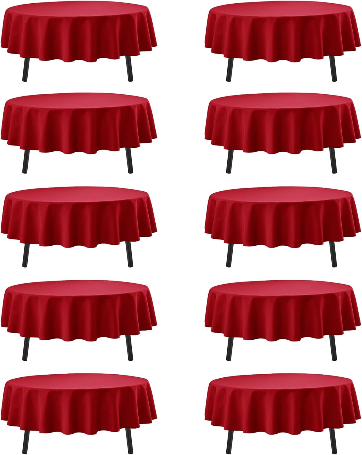 10-Pack Red Round Tablecloths, 84 Inches, Stain-Resistant Polyester for 3-5 Ft Round Tables - Washable Table Covers for Weddings, Banquets, Birthday Parties, Events