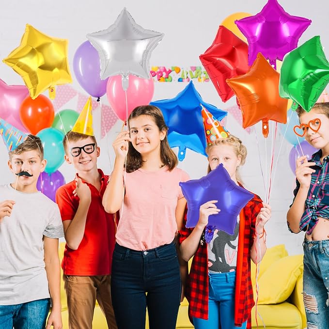 20 Pcs Star Balloons,18 Inch Mixed Color Star Foil Balloons,Stars Shaped Balloon Mylar Helium Balloon for Birthday Party Anniversary Wedding Baby Shower Decorations (Mixed Color)