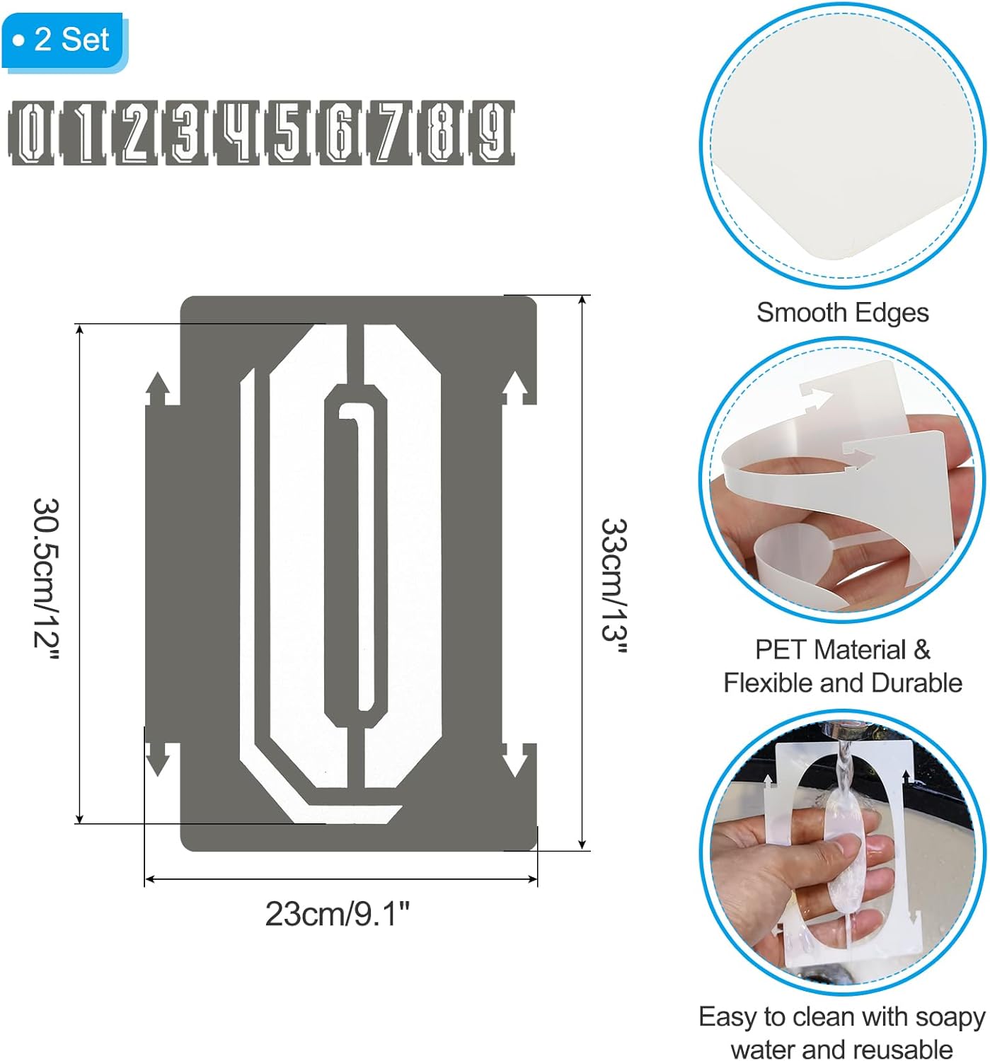 PATIKIL 20Pcs 12 Inch Large Number Stencils, 0-9 Address Number Stencil, Reusable Plastic Digital Templates for Crafts Drawing Wood Templates White