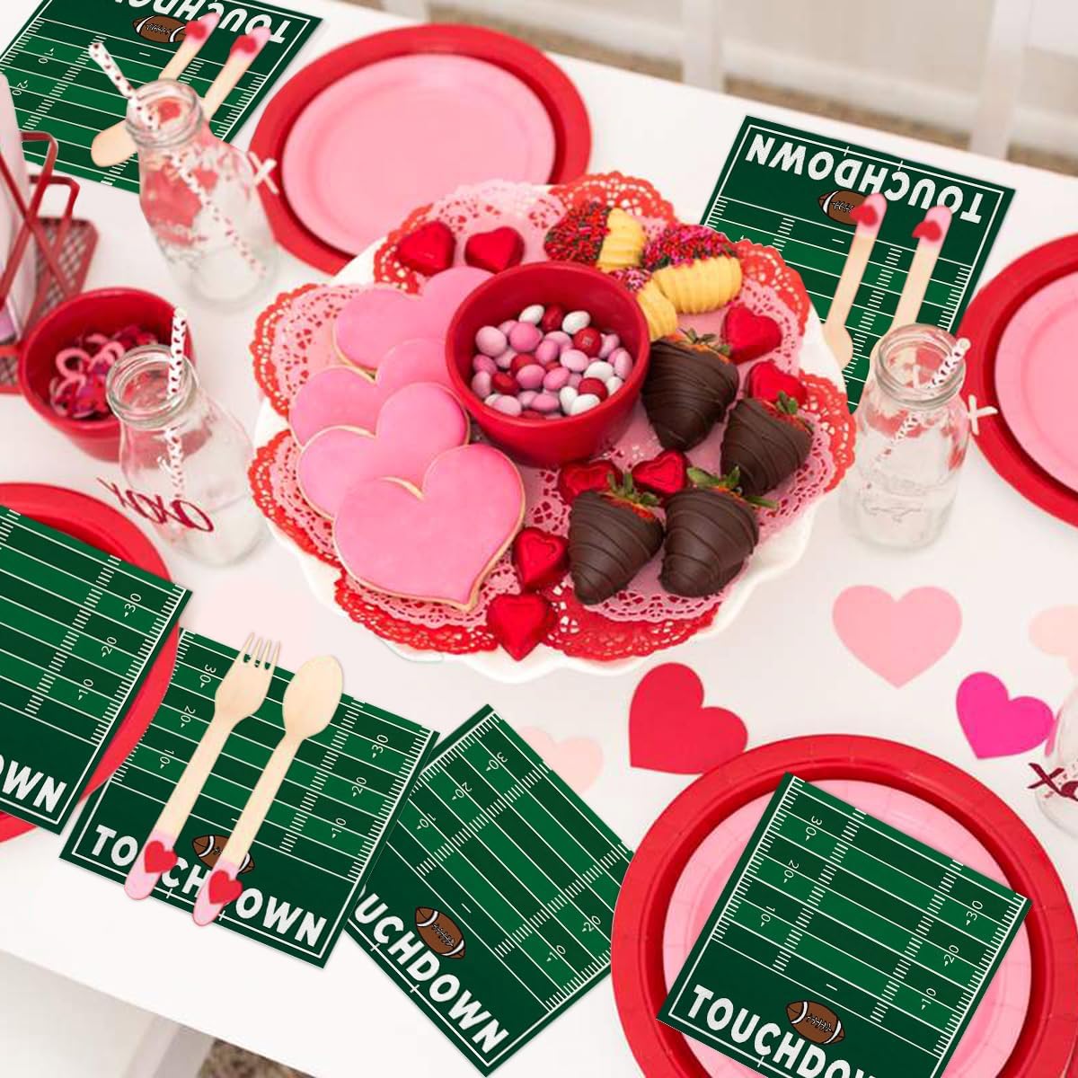 Horaldaily 100 Super Bowl Disposable Paper Decorative Luncheon Napkins, Football Touchdown and Game Day Themed for Party Lunch Dinner Kitchen Bathroom