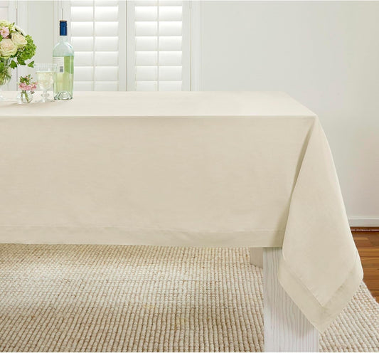 Solino Home Linen Tablecloth for Rectangle Tables 60 x 108 Inch - 100% Pure Linen Birch Table Cloth - Fete, Machine Washable Cloth Tablecloth for Fall, Autumn, Thanksgiving