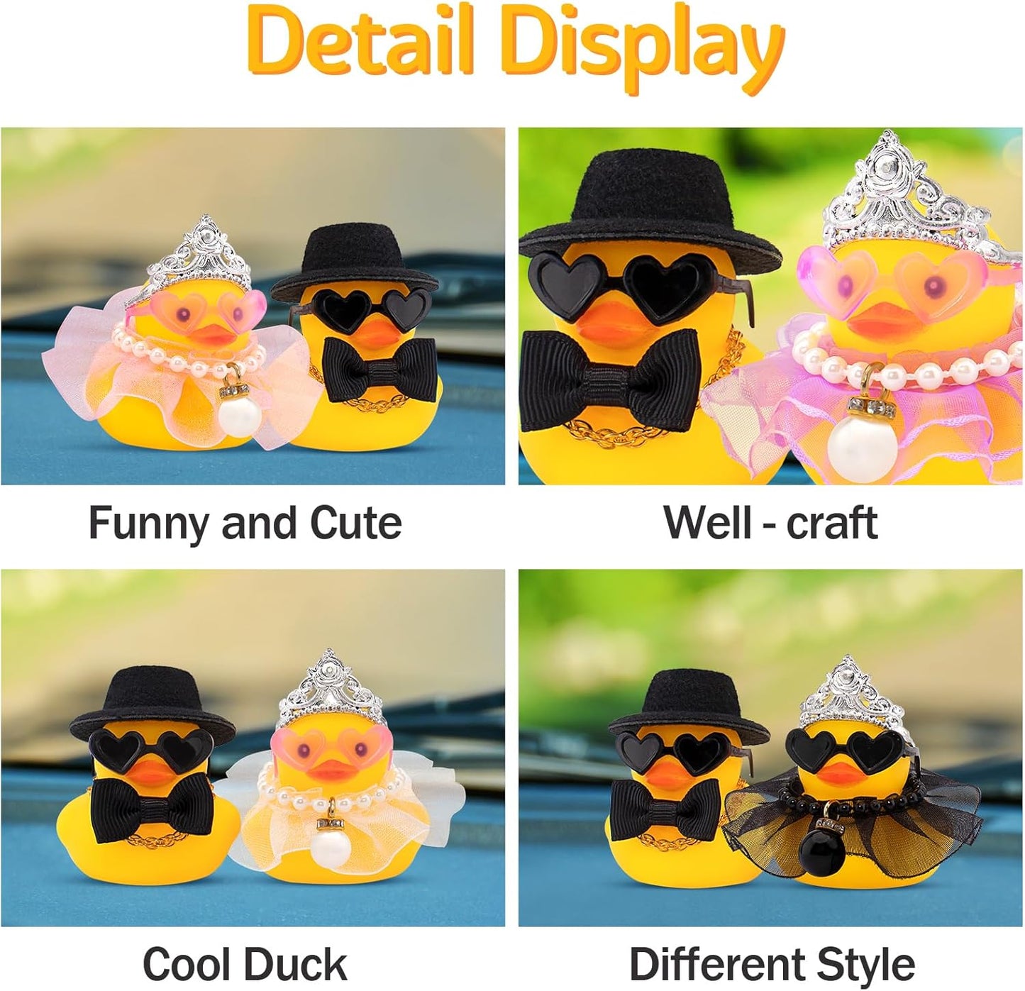 wonuu Pair Set of 2 Bride and Groom Rubber Ducks for Wedding Favors, Party Favors, Ceremony Gift Set, Marriage Souvenir, Marry Blessings, Aniversary Present, Black Dress&Soft Top Hat