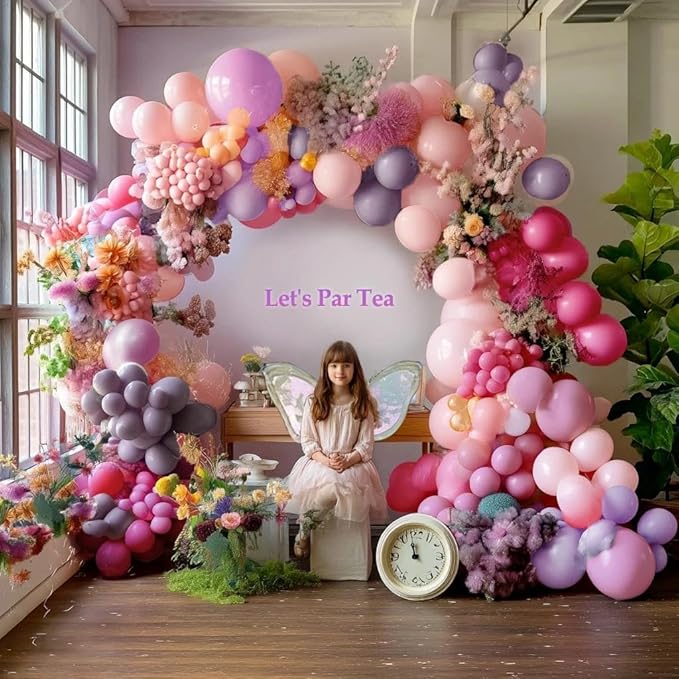 Purple Pink Balloon Garland Double Stuffed Lavender Lilac Balloons Different Sizes Pastel Balloons Hot Pink Lavender Balloon Arch Kit for Birthday Baby Shower Wildflower Wedding Spring Party Decor