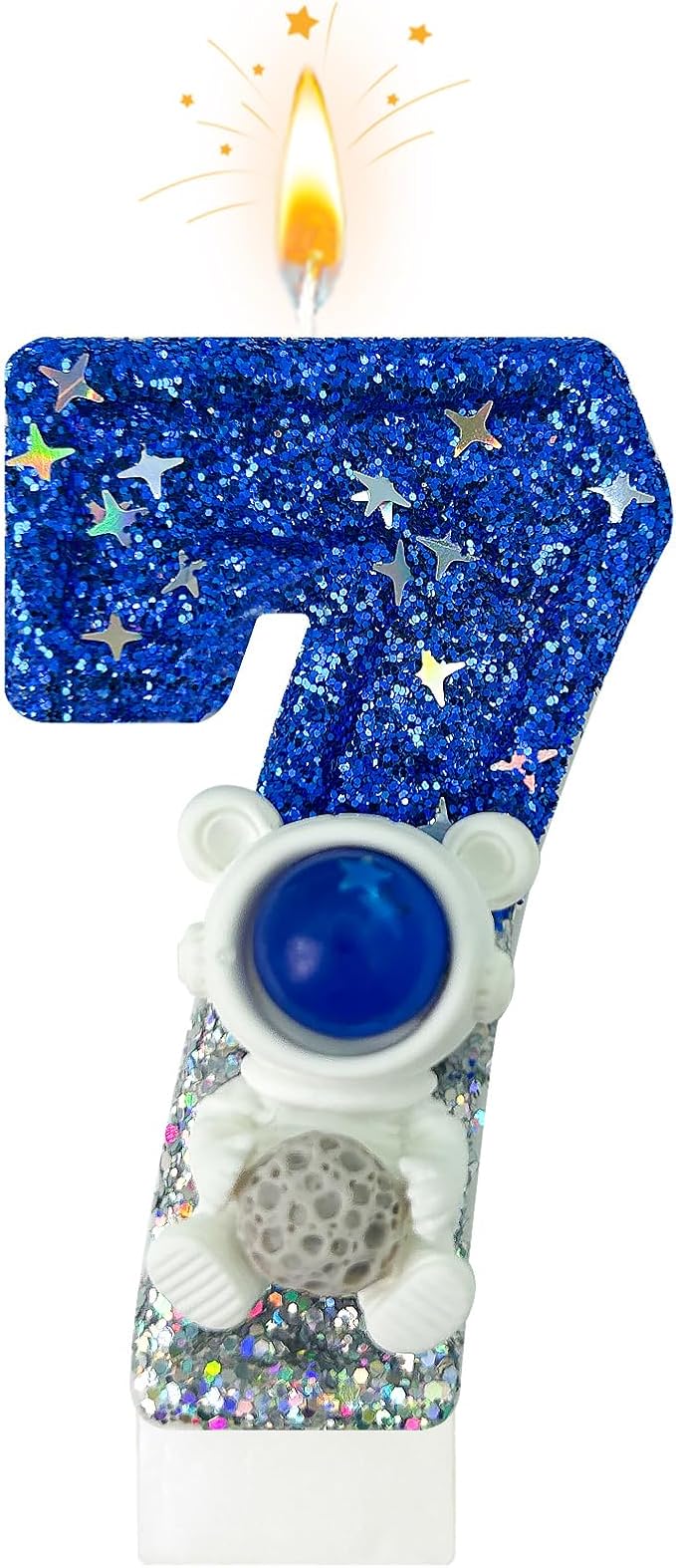 HXOUSE Astronaut 7th Birthday Candle - Space Universe Sparkler 7 Candle for Birthday Cake Boy, Topper for Party Decorations Anniversary Celebrations (Number 7)