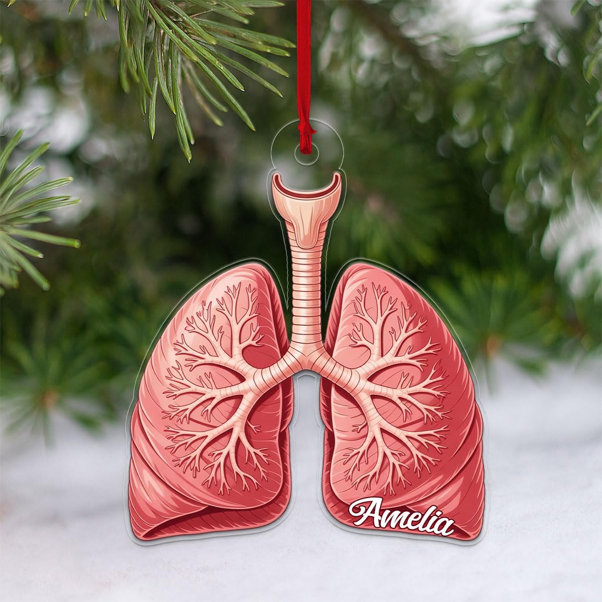 Personalized Human Lungs Ornament, Custom Medical Christmas Ornament, Lungs Gift, Respiratory Therapist Holiday Decoration, Unique Keepsake Acrylic Ornament – Personalized