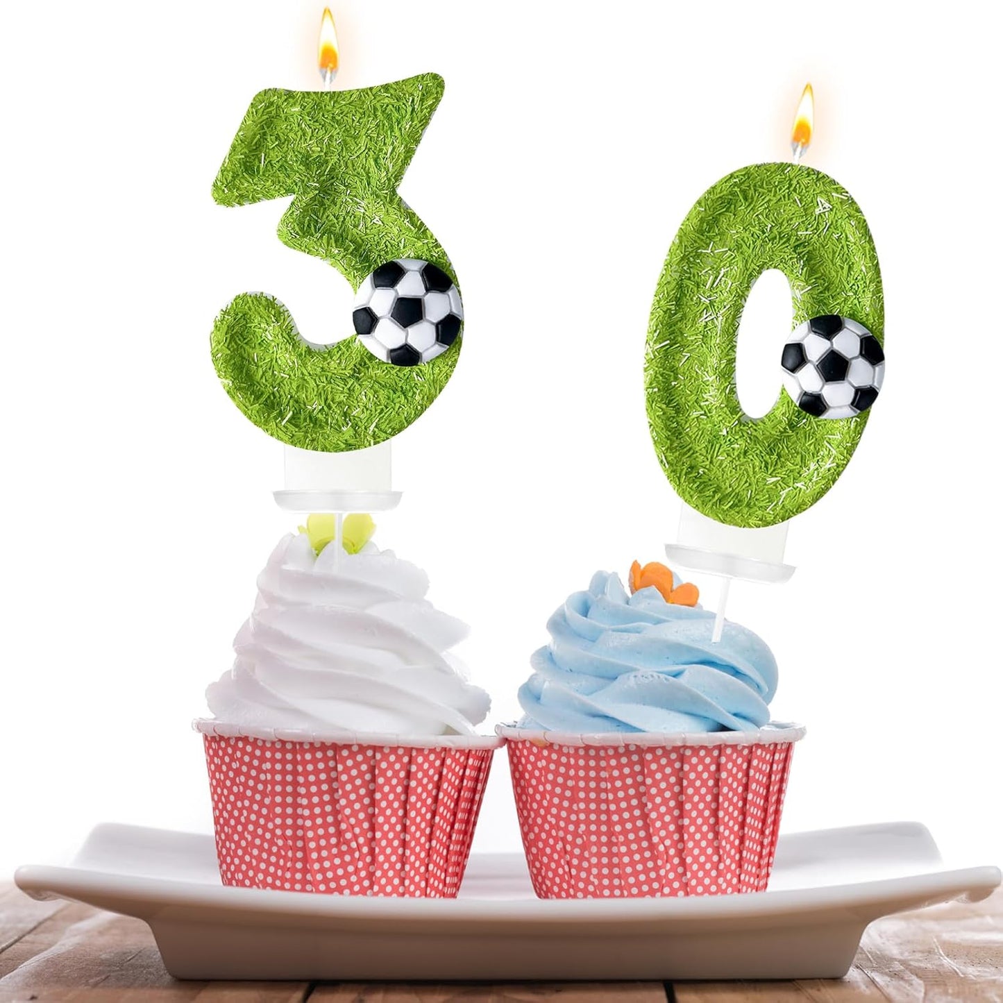 30th Birthday Candles，Soccer Birthday Decorations，Suitable for Girl and boy Cake Toppers, Wedding Cakes, Anniversaries, Party Celebrations, Birthday Decorations