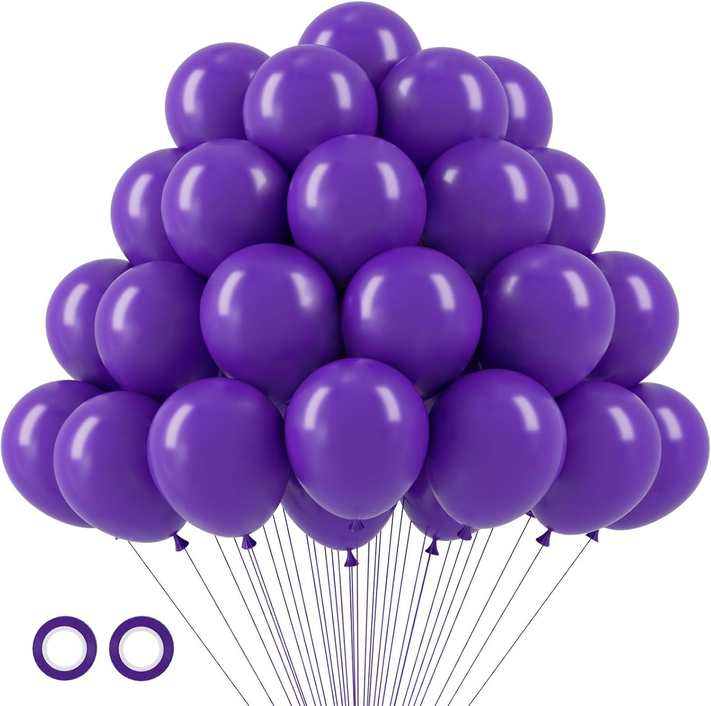 105pcs Dark Purple Balloons 12inch Party Latex Balloons for Birthday Baby Shower Halloween Wedding Valentine's Day Party Bachelorette Decorations