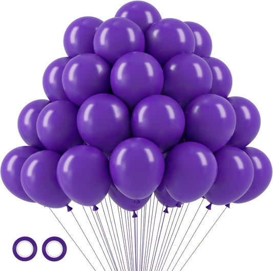 105pcs Dark Purple Balloons 12inch Party Latex Balloons for Birthday Baby Shower Halloween Wedding Valentine's Day Party Bachelorette Decorations