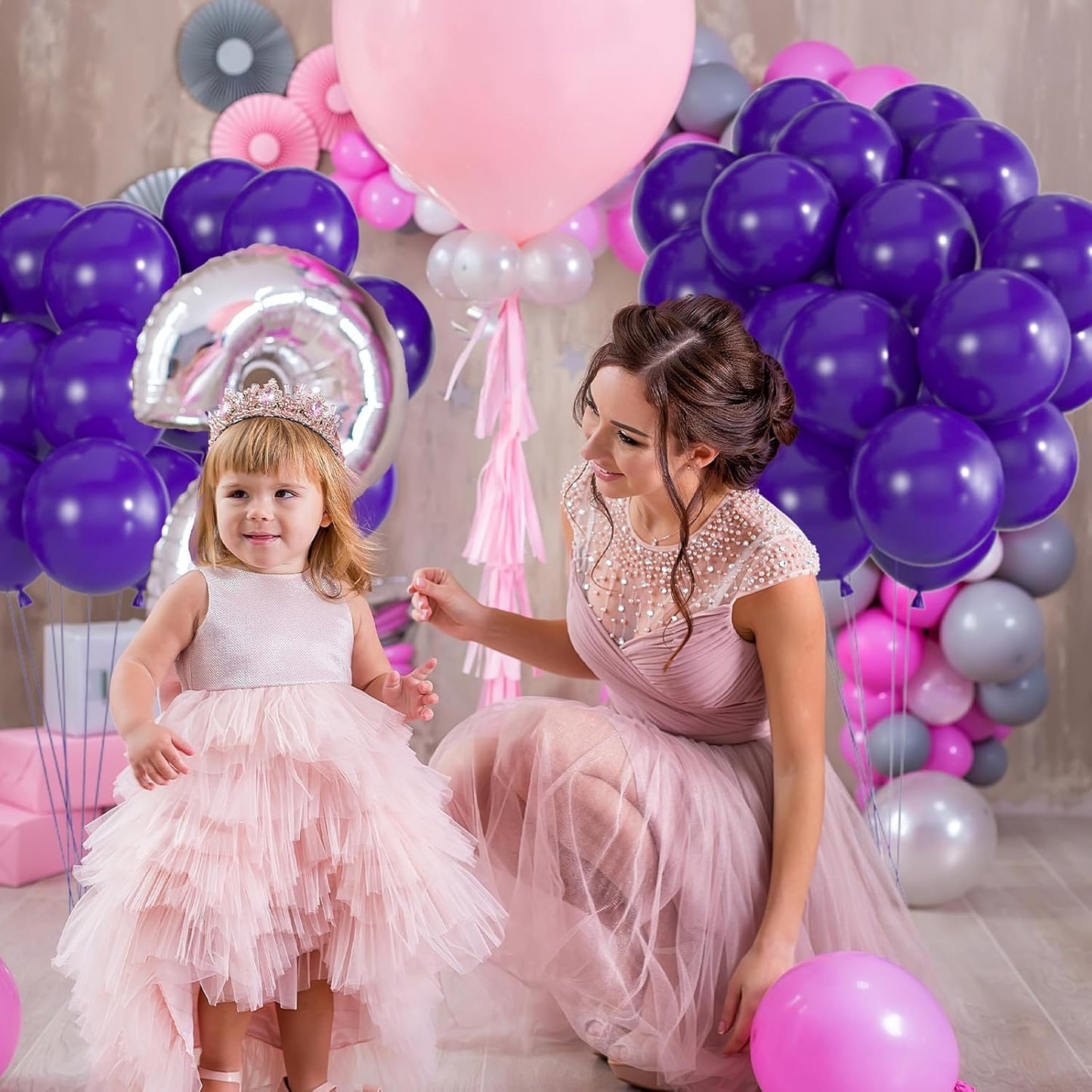 50pcs Dark Purple Balloons, 12inch Helium Quality Deep Purple Latex Balloon for BOHO Birthday, Halloween, Wedding Party Decorations(With Ribbon & Glue)