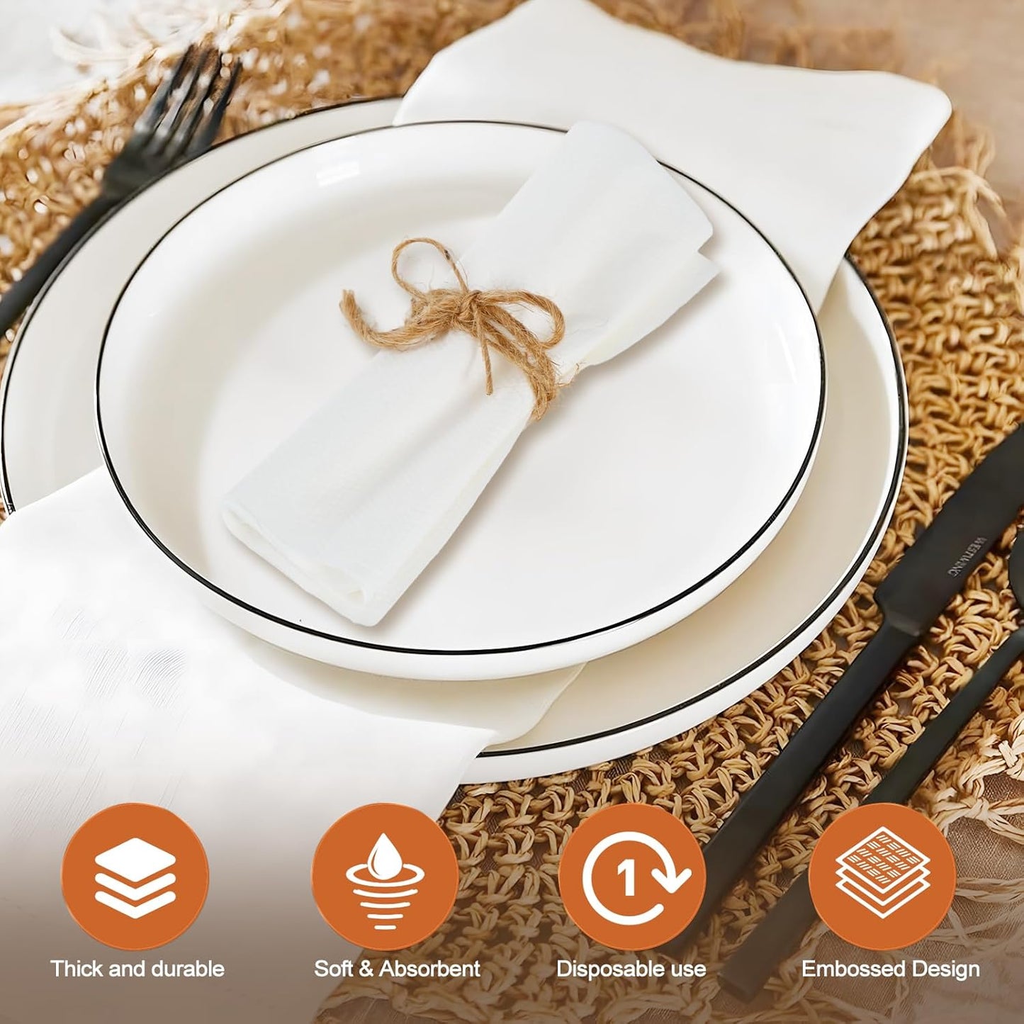 1600 Count Disposable Cocktail Napkins, 1-Ply 5.9 x 5.5 Inch Bulk White Beverage Napkins, Lunch Paper for Party, Wedding, Cafe, Restaurant and Bar