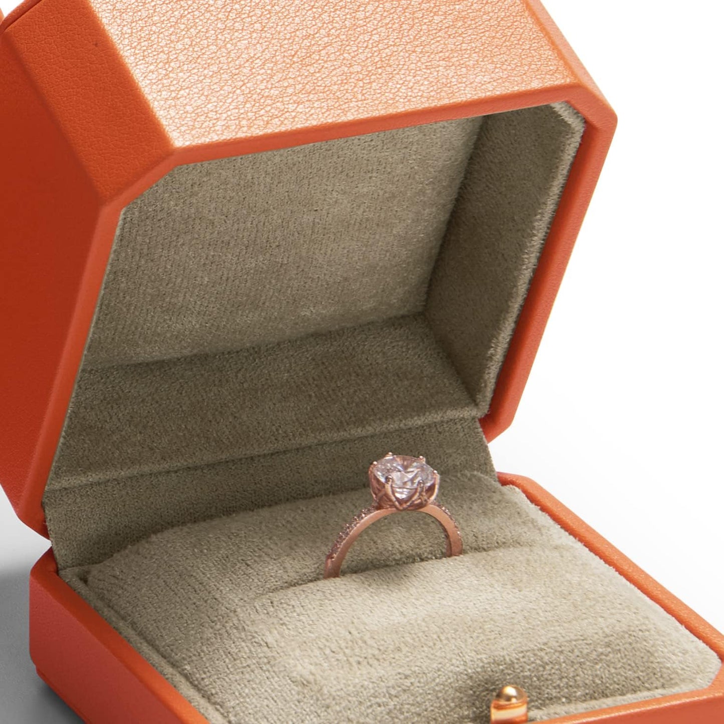Oirlv Leather Small Ring Box Velvet Ring Display Case Orange Leather Mini Jewelry Box for Women Birthday Gift for Daughter