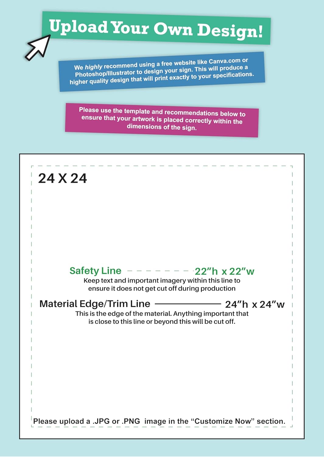 Personalized Vinyl Banner – Vinyl Printed Customizable Banner for Indoor and Outdoor Use (2'x2')