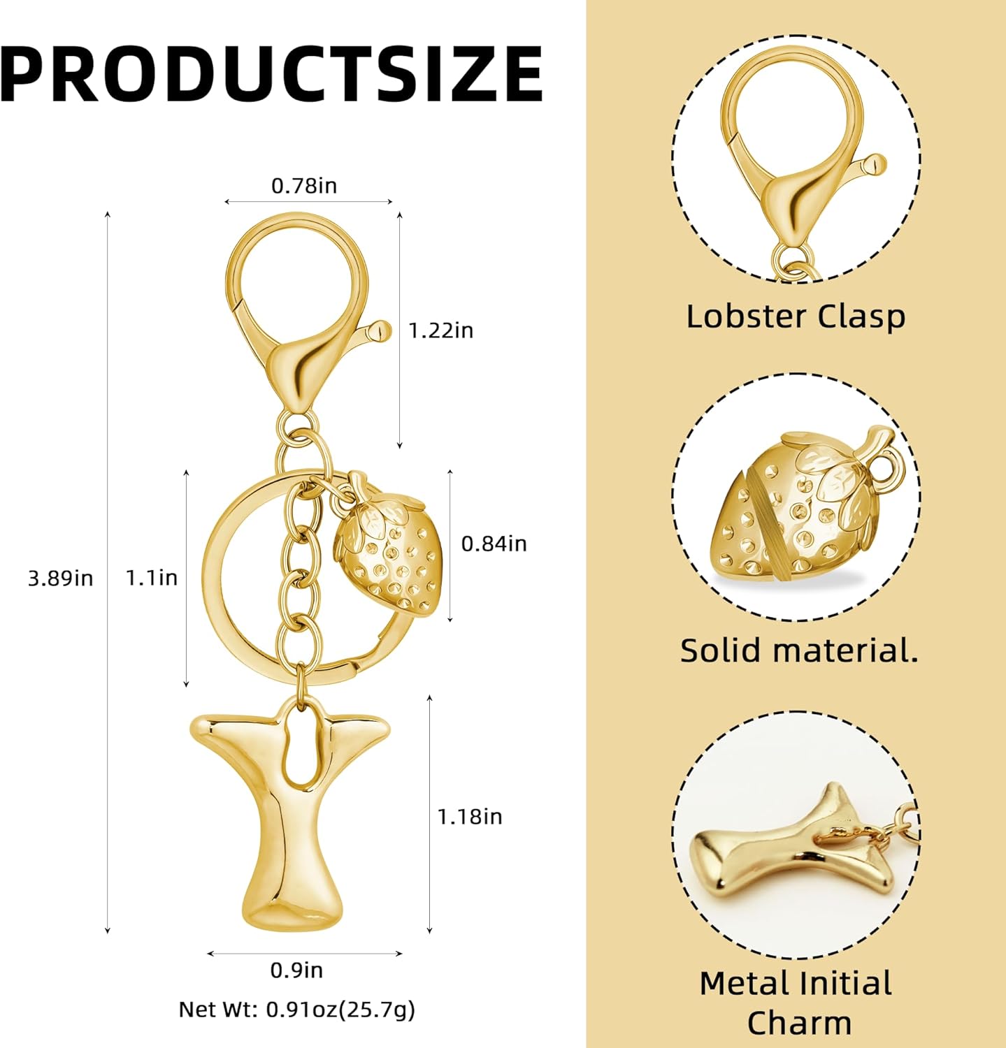 Gold Bubble Heart Initial Bag Charms for Handbags – Cute Initial Letter Keychain for Women, Purse Charms, Gold Gift