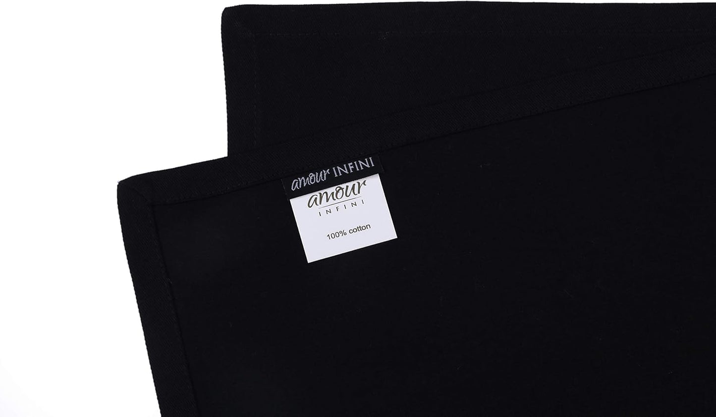 AMOUR INFINI Cotton Cloth Napkins Set of 12 - Soft Premium Dinner Napkins with Hemmed Edges, Hotel Quality 18x18 Inch for Home Dining, Table Decor (Black)